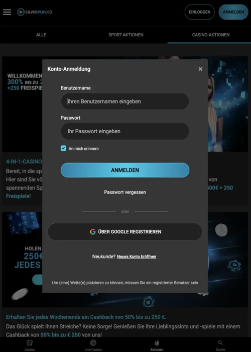 >Login Silverplay Casino